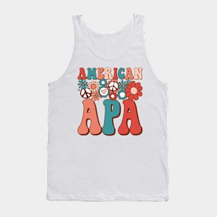 Retro Groovy American Apa Matching Family 4th of July Tank Top